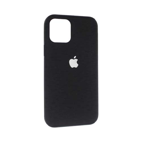 Чехол Apple iPhone 12 силиконовый, черный ткань 1-satelonline.kz