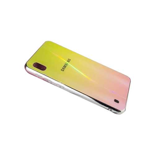 Чехол Samsung Galaxy A10 (2019) силиконовый, хамелеон светло-желтый+бордовый 2