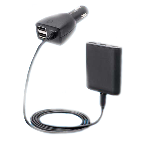Автомобильное зарядное устройство (Eleker), длина кабеля 1.83м, 5 USB портов, 5V/5.5A, черный 1-satelonline.kz