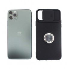 Чехол Apple iPhone 11 Pro Max силиконовый, черный защита для камеры