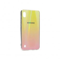 Чехол Samsung Galaxy A10 (2019) силиконовый, хамелеон светло-желтый+бордовый
