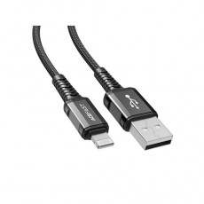 Кабель USB-A-Lightning, C1-02, алюминий, черный