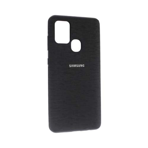 Чехол Samsung Galaxy A21s силиконовый, черный ткань 1-satelonline.kz