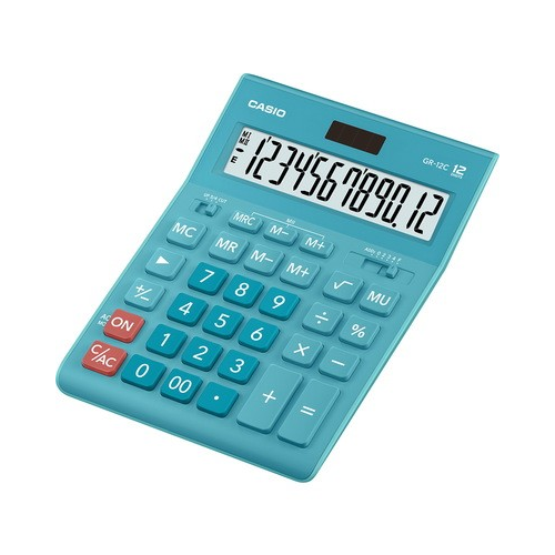 Калькулятор CASIO настольный GR-12C-LB-W-EP, 12-разрядный, голубой 1-satelonline.kz