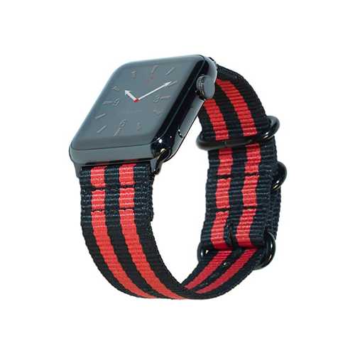 Ремешок Apple Watch 38-40mm Woven Nylon Sport Loop Band, красный в черном 1-satelonline.kz