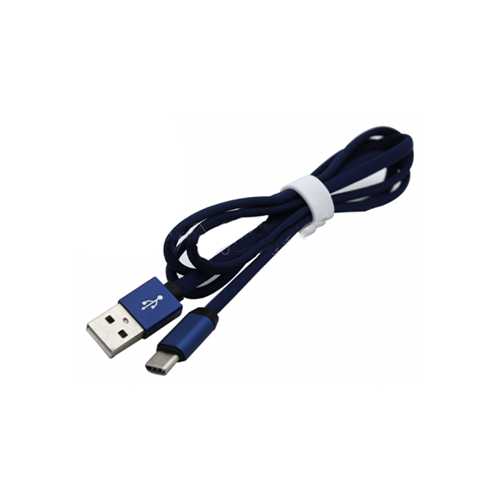 Кабель USB - Type-C, 3А, 1м, в нейлоновой оплетке синий, BoraSCO (VSP) 1-satelonline.kz