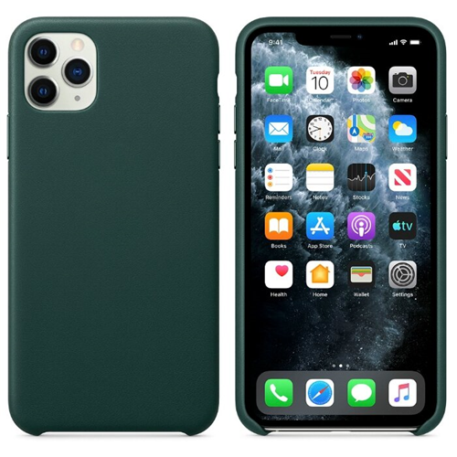 Чехол книжка Apple iPhone 12 Pro Max кожа, зеленый 3