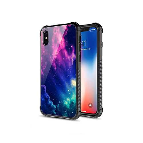 Чехол WK Apple iPhone X, силикон-стекло, фиолетовый космос 1-satelonline.kz