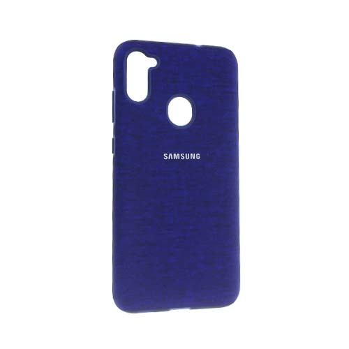 Чехол Samsung Galaxy A11 силиконовый, синий ткань 1-satelonline.kz