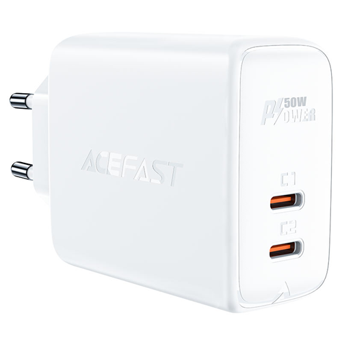 Зарядное устройство Acefast A29 PD50W GaN (USB-C+USB-C) dual port (EU), белый 1-satelonline.kz