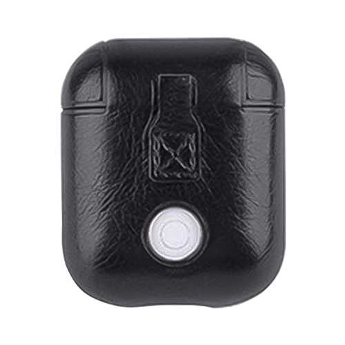Чехол для AirPods, кожаный с кнопкой, черный 1-satelonline.kz