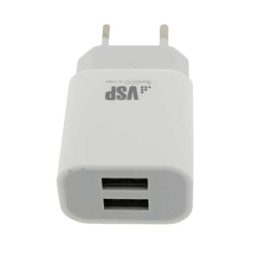 Сетевое зарядное устройство BoraSCO 2 USB, 2,1A белый (VSP) 1-satelonline.kz