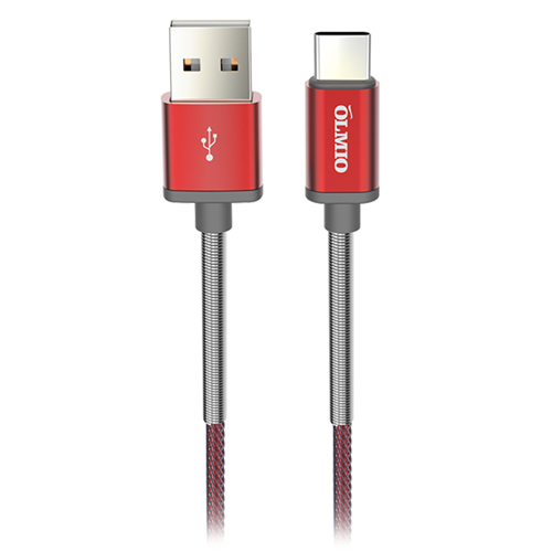 Кабель OLMIO HD, USB 2.0 - USB Type-C, 1.2м, 2.1A, красный 1-satelonline.kz