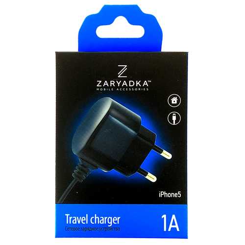 Сетевое зарядное устройство (Zaryadka) 8-pin (1A) Lightning Apple iPhone 5/6/6Plus/6S, черный 2