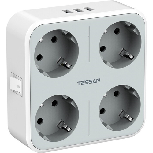 Сетевой фильтр Tessan TS-302 серый 1-satelonline.kz