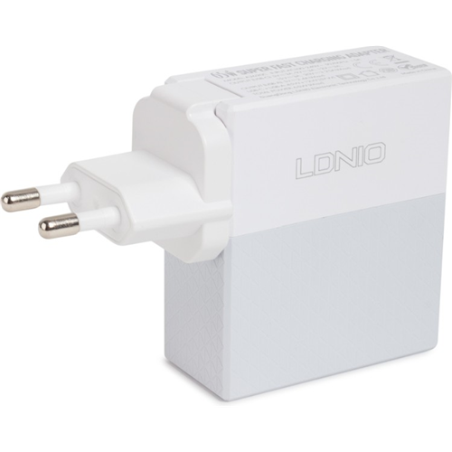 Универсальное зарядное устройство, LDNIO, A2620C, 65W, Быстрая зарядка, 1*USB Type-C/65W/5V/3A, 1*USB(12W/5V/3A), Кабель Type-C to Type-C 1м в комплекте, Белый 1-satelonline.kz