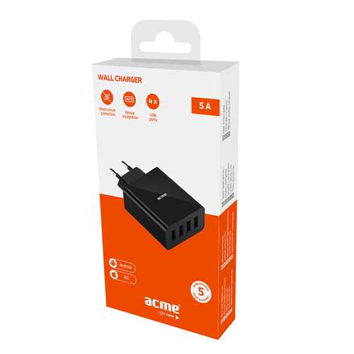 Сетевое зарядное устройство ACME CH207 wall charger AC100-240 V 5A, 4 USB 1-satelonline.kz