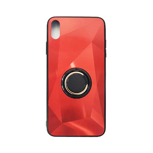 Чехол Apple iPhone XS Max с кольцом, пластик+силикон, красный 1-satelonline.kz