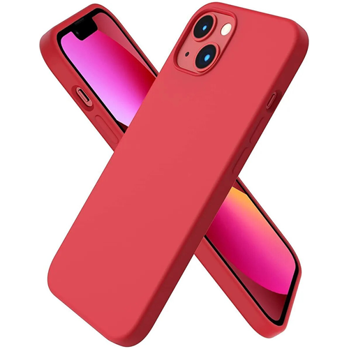 Чехол для IPhone 13, силиконовый красный, с защитой камеры 1-satelonline.kz