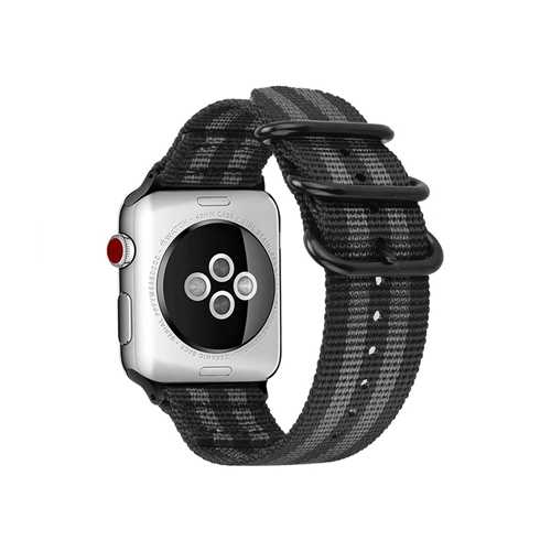 Ремешок Apple Watch 42-44mm Woven Nylon Sport Loop Band, белый в сером 1-satelonline.kz