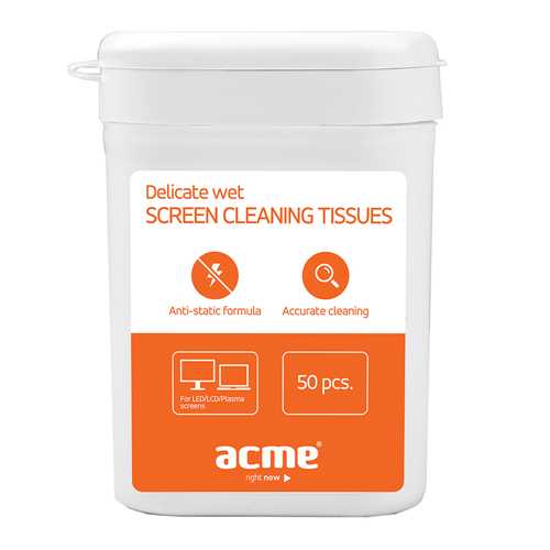 Средство для очистки офисной техники ACME CL01 Delicate screen cleaning tissues, 50 pcs, wet 2