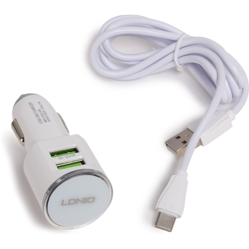 Автомобильное зарядное устройство LDNIO DL-C29 2*USB Type-C Белый 1-satelonline.kz