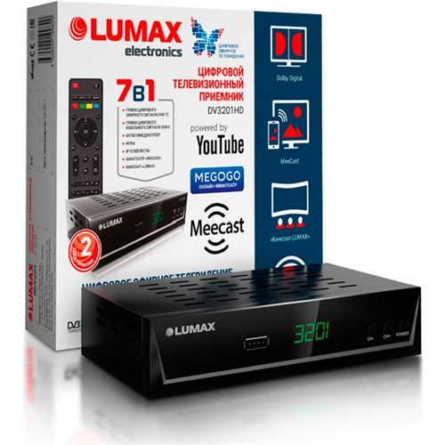 Спутниковый ресивер LUMAX DV3201HD DVB-T2 черный 1-satelonline.kz