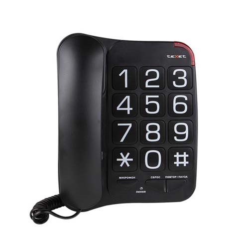 Телефон проводной Texet TX-201 черный 1-satelonline.kz