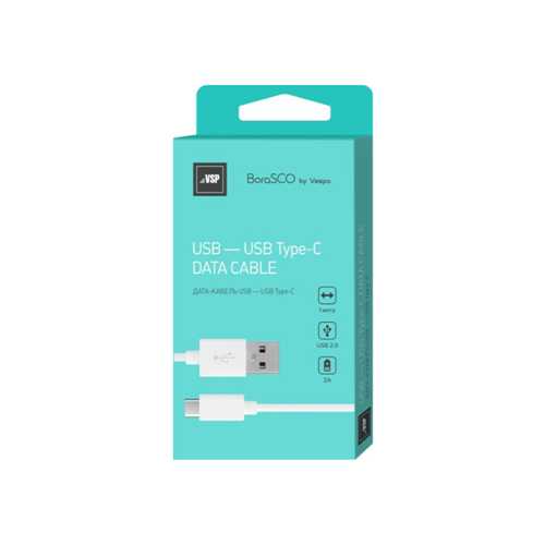 Кабель USB - Type-C, 2A, 1м, белый, BoraSCO (VSP) 2