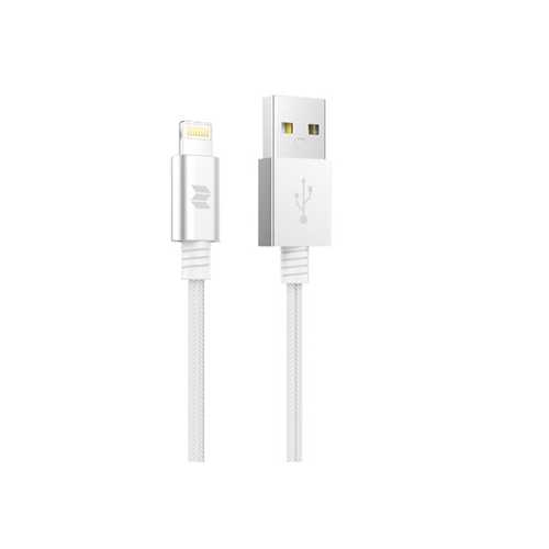 USB кабель Apple Lightning iPhone Rock Space MFI Metal Charge Sync round cable 100cm, White 1-satelonline.kz