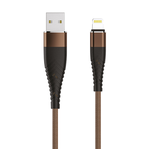 Кабель OLMIO SOLID, USB 2.0 - lightning, 1.2м, 2.1A, усиленный, цвет капучино 1-satelonline.kz