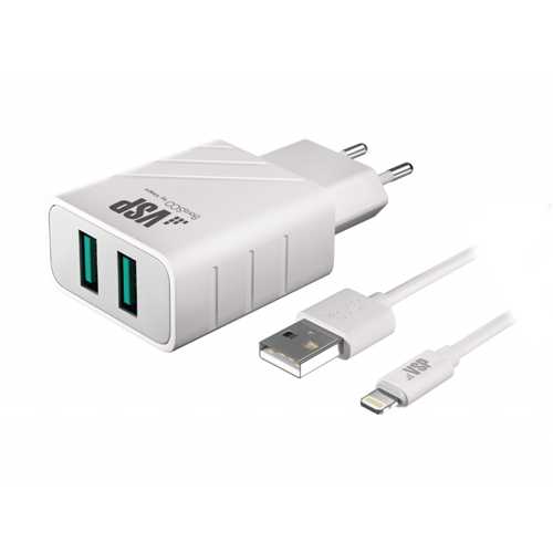 Сетевое зарядное устройство BoraSCO 2 USB 2.4A (белое) 2