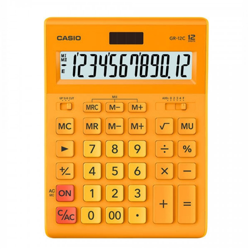 Калькулятор CASIO настольный GR-12C-RG-W-EP, 12-разрядный, желтый 1-satelonline.kz