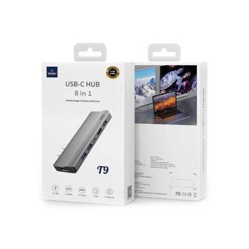 USB Hub Wiwu T9 HDMIx2+USB3.0x2+USB2.0x1SD+TF+PD серый 2