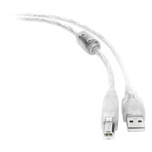 Кабель USB 2.0 Pro Cablexpert CCF-USB2-AMBM-TR-15, AM/BM, 4,5м, экран, феррит.кольцо, прозрачный, па 1-satelonline.kz