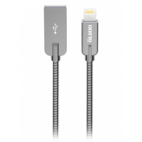 Кабель OLMIO STEELY, USB 2.0 - lightning, 1.2м, 2.1A, серый 1-satelonline.kz