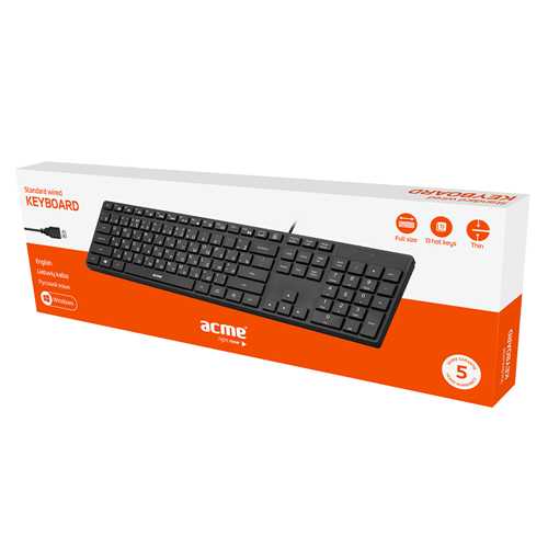 Клавиатура ACME KS07 Slim Keyboard EN/LT/RU, USB 1-satelonline.kz