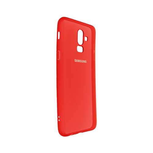 Чехол Samsung Galaxy J8 (2018), гелевый, красный-прозрачный 2