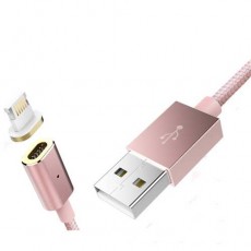 Кабель USB (Rock Space) Lightning с магнитом, 1m, розовое золото