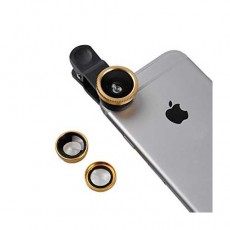 Макрообъектив для смартфонов Fish-eye(Рыбий глаз) 3в1, цвет золото