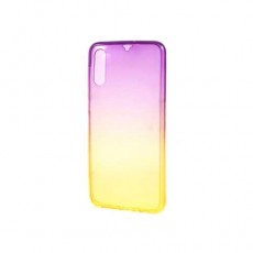 Чехол Samsung A50, силиконовый, хамелеон светло-желтый+бордовый
