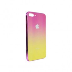 Чехол Apple iPhone 7 Plus/8 Plus, силиконовый, хамелеон розовый-желтый