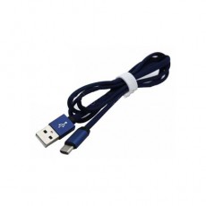 Кабель USB - Type-C, 3А, 1м, в нейлоновой оплетке синий, BoraSCO (VSP)