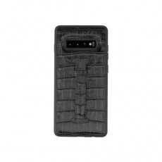 Чехол Kajsa с держателем Samsung Galaxy S10 Plus, кожзам, черный