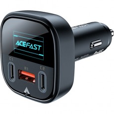 Автомобильное зарядное устройство Acefast B5 101W (2C+A), металлическое с OLED дисплеем, черный