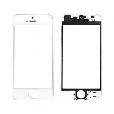 Стекло Apple iPhone 5, с рамкой и ОСА пленкой, белый (White) (Дубликат - качественная копия)