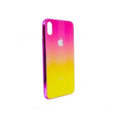 Чехол Apple iPhone Xs Max, силиконовый, хамелеон розовый-желтый