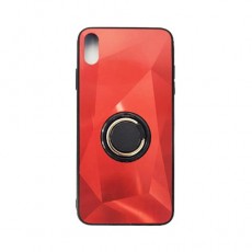 Чехол Apple iPhone XS Max с кольцом, пластик+силикон, красный