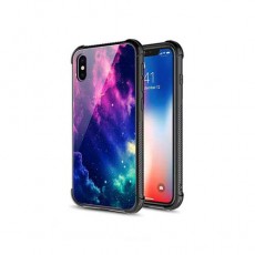 Чехол WK Apple iPhone X, силикон-стекло, фиолетовый космос