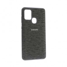 Чехол Samsung Galaxy A21s силиконовый, серый ткань